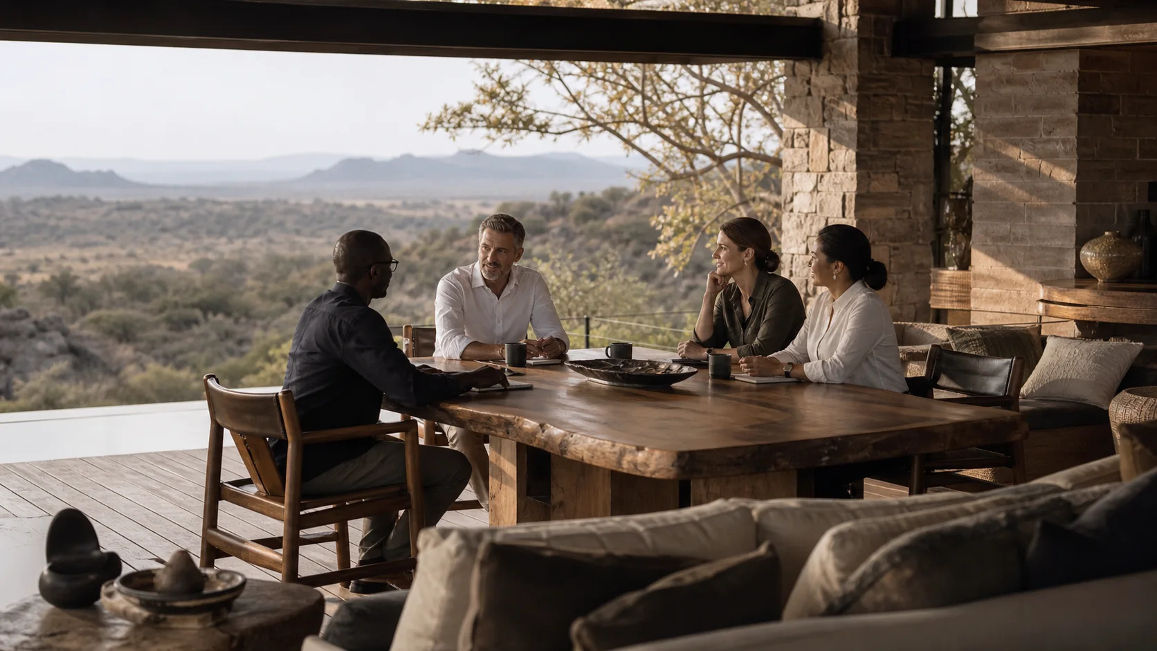 Leadership team meeting at a private South African lodge